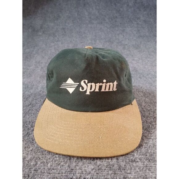 Vintage Sprint Snapback Hat Khaki Green Logo Attractive Headwear 90s Casual - Picture 1 of 7